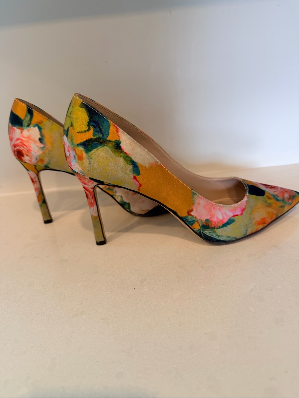 Nine West Floral Pointed-Toe Stiletto Pumps - Yellow, Pink, Green